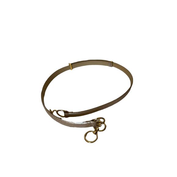 Via Spiga Matte Gold Skinny Italian Leather Belt Gold Buckle sz m - Picture 4 of 7